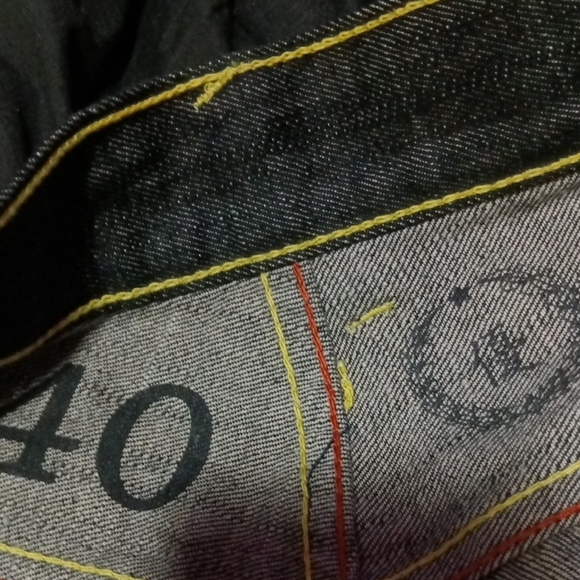 Vintage Red Monkey Men's Blue Jeans with Unique Pocket Design By Martin Ksosoh - Picture 10 of 14